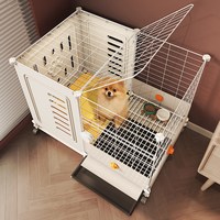 王多喵 加高空间狗笼子小型犬带厕所分离一室一卫幼犬小狗窝豪华别墅 中号丨裸笼+自带托盘厕所