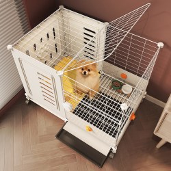 王多喵 加高空间狗笼子小型犬带厕所分离一室一卫幼犬小狗窝豪华别墅 中号丨裸笼+自带托盘厕所