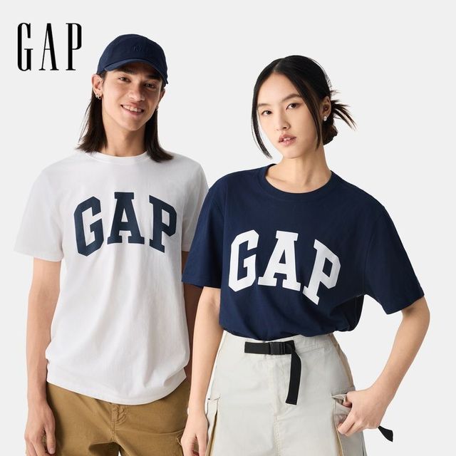 Gap 美版856659 纯棉印花圆领修身短袖T恤