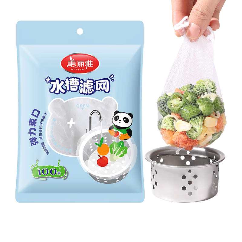 美丽雅 水槽过滤网 一次性防堵塞网兜 100只/包