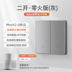德路普 已接入米家APP智能开关86暗装灵动定时双控小爱语音Mesh2.0零火版 肤感玻璃二开【灰色零
