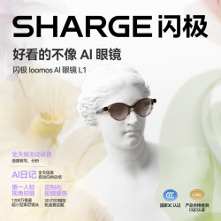 SHARGE loomos AI眼镜L1智能眼镜 拍摄眼镜无线蓝牙音频智能眼镜语音操控男女通用款