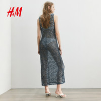 H&M HM女装连衣裙2026夏季新款时尚收腰直身亮片网眼连衣裙1337365