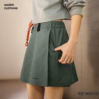 百亿补贴：马登 夏日美式工装假两件短裙裤山系徒步不走光百搭松紧腰裤子女