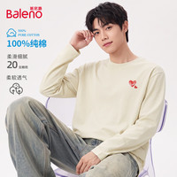 班尼路 100%纯棉长袖T恤-浅米#JPB红桃心 多色可选