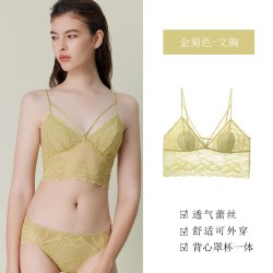 歌瑞尔 蕾丝美背内衣女性感显瘦透气文胸罩轻薄背心式纯欲三角杯