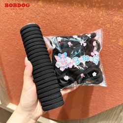 巴布豆 黑色头绳皮筋扎头发高弹力耐用女皮筋加厚加粗发绳无缝发圈