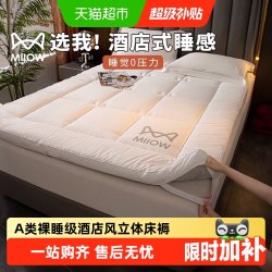 猫人 酒店床垫遮盖物软垫家用卧室榻榻米垫子加厚学生宿舍单人床褥 90*190cm 约5cm厚 牛奶绒灰