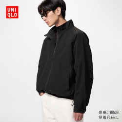 优衣库 防风立领茄克男装女装/外套夹克486167 09 黑色 XS