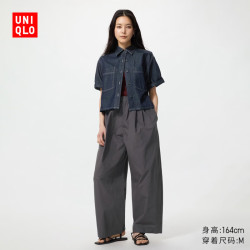 优衣库 棉质宽松舒适长裤/常规款女装487589 07 青灰色 XS