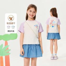 new balance NB童装女童2026夏季新款清新撞色圆领套头短袖T恤