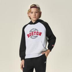 new balance NB童装男女中大童刺绣图案撞色插肩袖连帽运动风卫衣可打底