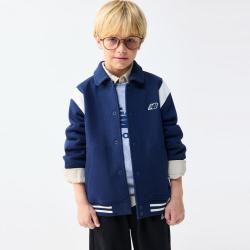 new balance nb童装男女儿童中大童复古潮流绣花翻领外套拼色校服外套