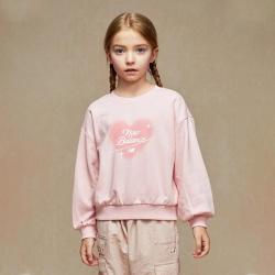 new balance nb童装女童时尚甜美爱心图案搭百搭套头卫衣上衣春季款