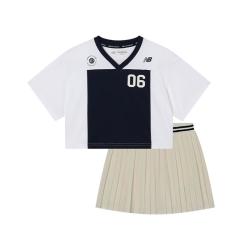 new balance NB童装女童夏季舒适亲肤时尚运动休闲甜美套装T恤+短裙两件装