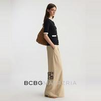 BCBGMAXAZRIA 撞色罗纹金属扣饰小香风针织衫夏