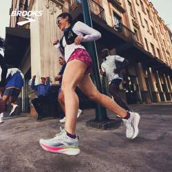 BROOKS Adrenaline GTS 追岚25跑鞋男减震跑步女 蘑菇灰/粉色/绿 40