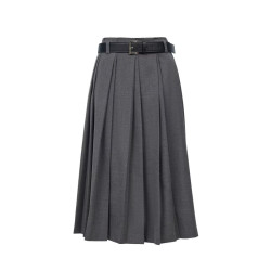 VERO MODA VEROMODA半身裙2026秋季新款含宽腰带双层褶裥插兜百褶A字裙