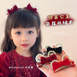 丹欣妮 宝宝黑色发饰蝴蝶结发夹2026秋冬新款洋气公主头饰发卡儿童鸭嘴夹