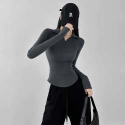 ADER JOJO春夏季长袖拉链小香风打底衫女款内搭可外穿洋气T恤 019