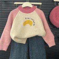 韩版女童毛衣秋冬新款儿童撞色针织上衣女宝男宝加厚毛衣