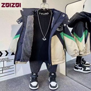 男童棉服2025新冬装炸街棉袄儿童加绒加厚派克服棉衣外套潮
