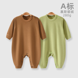慕斯暖绒婴儿连体衣春秋冬季套头保暖加厚打底衣男女宝宝衣服秋冬