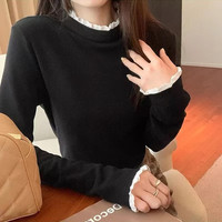 秋季百搭时尚气质打底衫半高领立领花边内搭长袖012