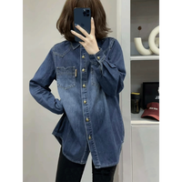2026牛仔衬衫女长袖时尚新款宽松设计感叠穿上衣休闲百搭衬衣外套