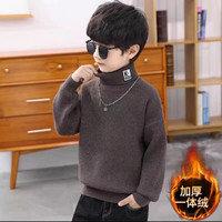 [加绒]儿童毛衣男童一体绒2026新款冬加厚保暖高领秋冬打底衫潮
