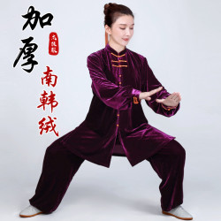 小和山太极服女新款高端金丝绒太极拳练功服男武术服装春秋冬加厚