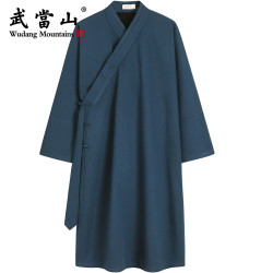 武当山 武當山服饰男加绒加厚中国风汉服斜襟太极服长袍传统宽松外套
