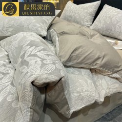 秋思 纯棉提花三层纱床上四件套100全棉轻奢风床品床单被套单人三件套