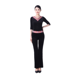 刺绣舞服形体训练服套装仪健身健美操广场舞跳操练功思娴145 Z