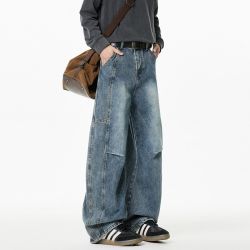 Tony Jeans TONYJEANS美式复古蓝弯刀牛仔裤男款春秋潮牌痞帅宽松直筒阔腿裤