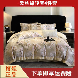 天丝棉莱赛尔天丝床上用品床单被套四件套欧式轻奢高端床品四件套