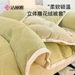洁丽雅 秋冬简约风雕花牛奶绒被套单件加厚珊瑚绒150x200单人被罩