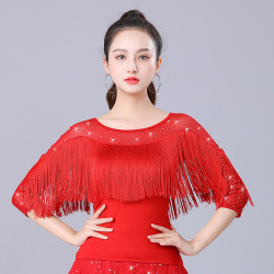 新款流苏亮片摩登上衣女正宗跳舞衣服专卖拉丁广场吉特巴演出服