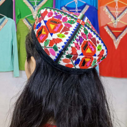 舞上妙品21新疆维吾尔族舞蹈演出头饰玫瑰花地毯帽花帽子另买辫子