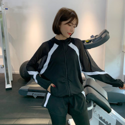 瑜伽外套女长袖拉链运动上衣速干跑步大码胖MM显瘦连帽宽松健身服