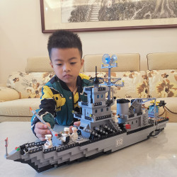 启蒙 巡洋战舰拼插模型男生益智力男孩子拼装积木儿童节玩具6-12岁礼物