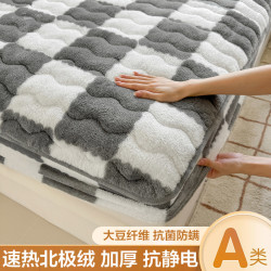 零帛 冬季牛奶绒床笠罩加厚夹棉家用速热抗静电床单套榻榻米床垫保护罩
