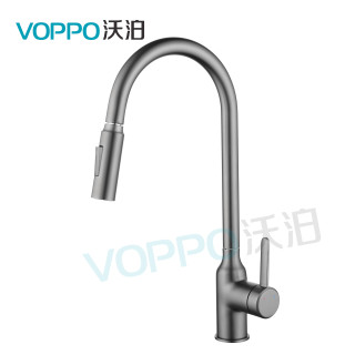 VOPPO沃泊厨房全铜经典抽拉水槽伸缩陶瓷冷热水龙头功能