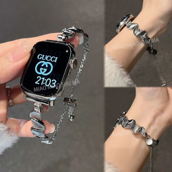 新款高级感波浪纹金属iwatch10表带适用applewatchS978se小众贵气