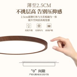 侘寂风超薄胡桃木色护眼卧室极简中古风书房客厅吸顶灯全光谱灯