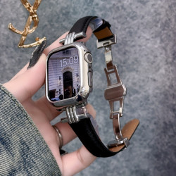 高级感三竖法棍凯旋蝴蝶扣苹果表带适用于AppleWatch3456S7S8 SE