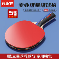 羽克 乒乓球拍三星四星五星级回弹兵乓球直拍横拍儿童小学生双拍