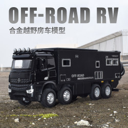合金房车汽车模型回力声光仿真声效车男孩玩具