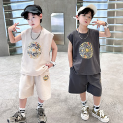 儿童中国风篮球服套装男童速干无袖训练服球衣大童青少年运动背心