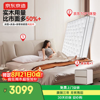 京东京造 大黑牛真皮床高脚款+软硬两用床垫1.8×2米白+1个床头柜